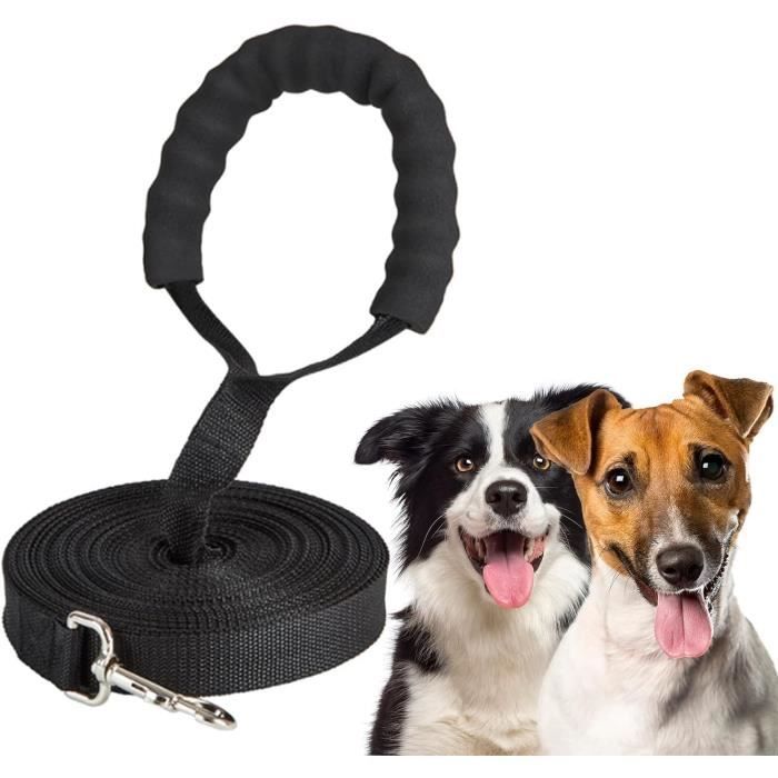 Longe pour Chien - Longe Chien - 10M - Mousqueton Grand et Épais - Poignée Rembourrée - Nylon Durable