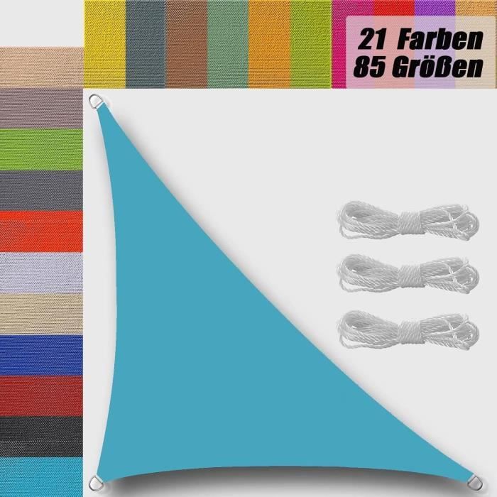 Toile d'ombrage Triangulaire Triangle Imperméable Protection UV 95% Respirante Voile d'ombrage Potager pour Jardin Patio terrasse Balcon extérieur Crème 2x2x2.8m