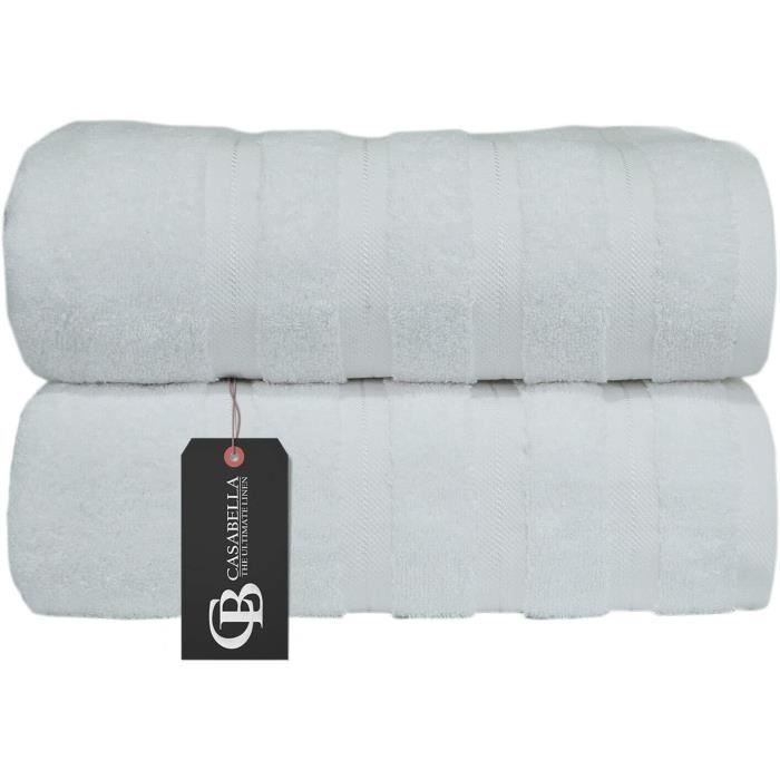 SDBLot de 2 draps de bain blancs de qualité supérieure 100 coton peigné 650 gm² Séchage