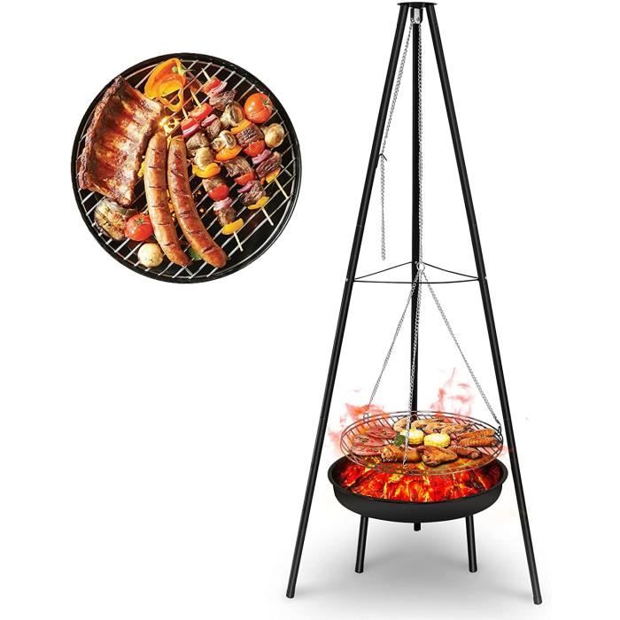 Trépied Grille Brasero Barbecue Suspendu, Portable Gril Pivotant Barbecue  avec Grille et 183cm Chaîne de Suspension Réglable e [103] - Cdiscount  Jardin