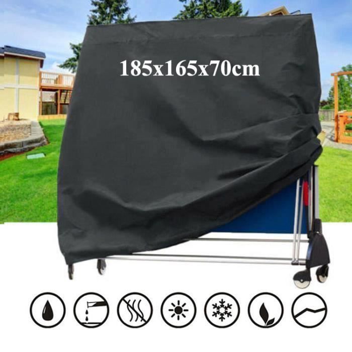 YALYAYA Housse De Protection Pour Table Ping-pong – Imperméable 600D, Anti-UV, Coupe-vent, 165x70x185 Cm, Noir, Avec Sac