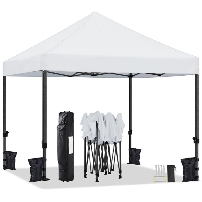 Yaheetech Tonnelle de Jardin Pliable Blanc 3x3m Gazebo Tente Pliante Imperméable Anti-UV Pavillon Pop-up Portable