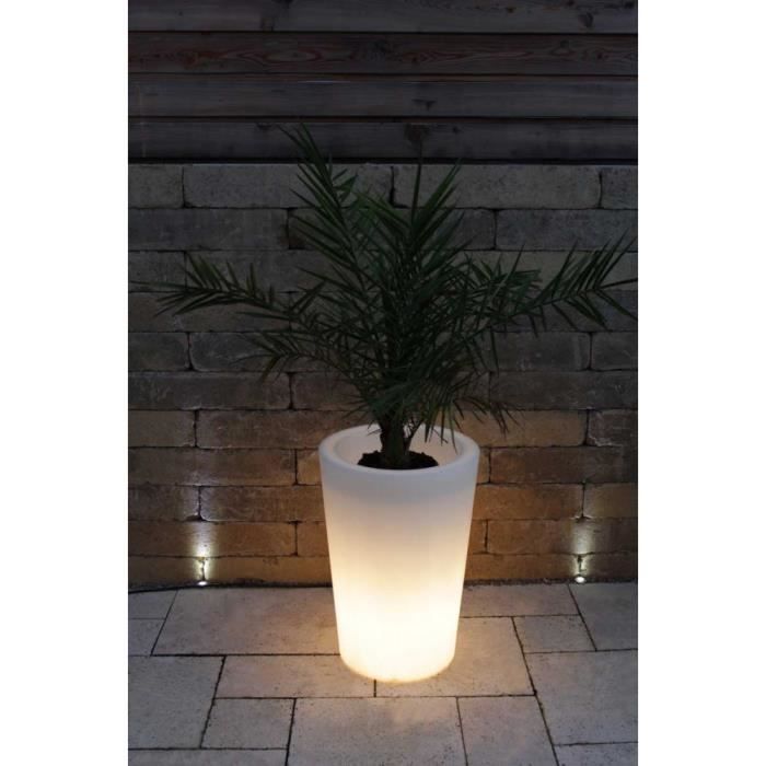 Pot de fleurs lumineux - Glowtub - Pot colonne round - Blanc - Hauteur 60 cm