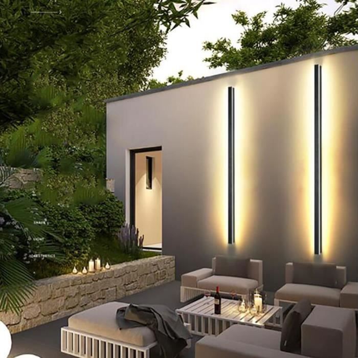 Applique murale en aluminium étanche conforme à la norme IP65, éclairage  d'extérieur, longue bande, idéal pour un j 40cm -NOAH6112 - Cdiscount Maison