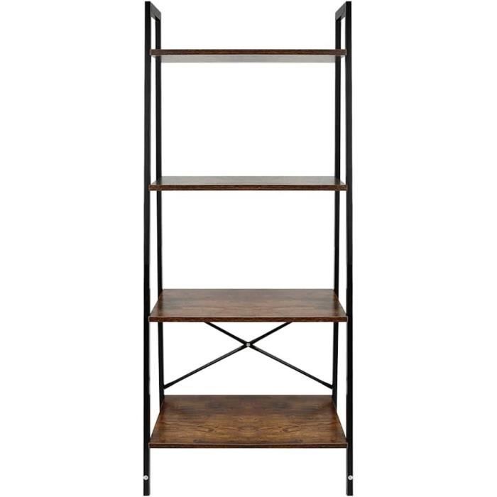 Xbro Étagère De Rangement 4 Niveaux Avec Portes - Bibliothèque Industrielle Marron Vintage