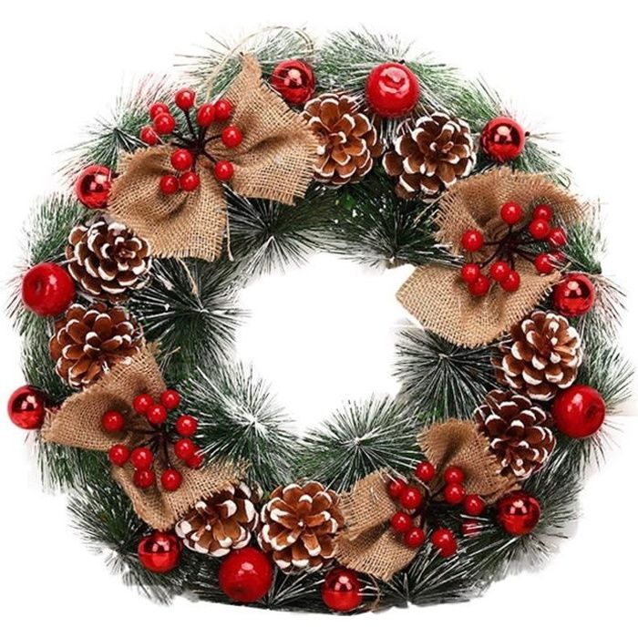 ATopoler 2.7 M Guirlande Sapin Décoration Noël Artificiel avec Pommes de pin Fruits Rouge Décoration de Noël pour Arbre Porte Murale Cheminée 3 boîte Cadeau