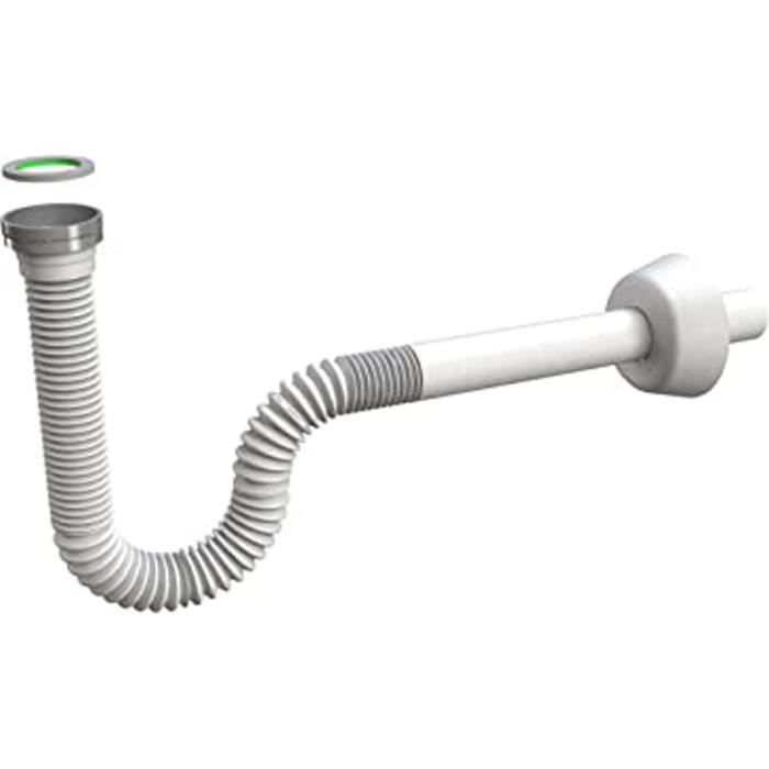 Siphon flexible 1 1/4'' de lavabo/évier avec tuyau/raccord extensible AERZETIX diametre extérieur du siphon 65 mm raccordement de vidange sanitaire C54655 en plastique 