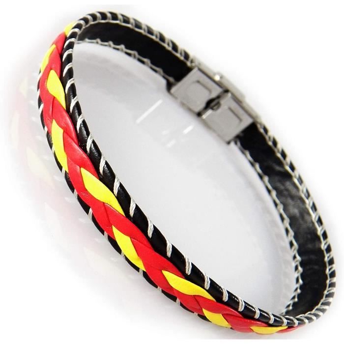 Bracelet Cuir Véritable Fabriqué En Espagne - 28 Mm - Noir - Style Classique