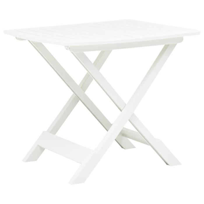 Table de jardin pliable - vidaXL - Blanc - Dessus de table à lattes