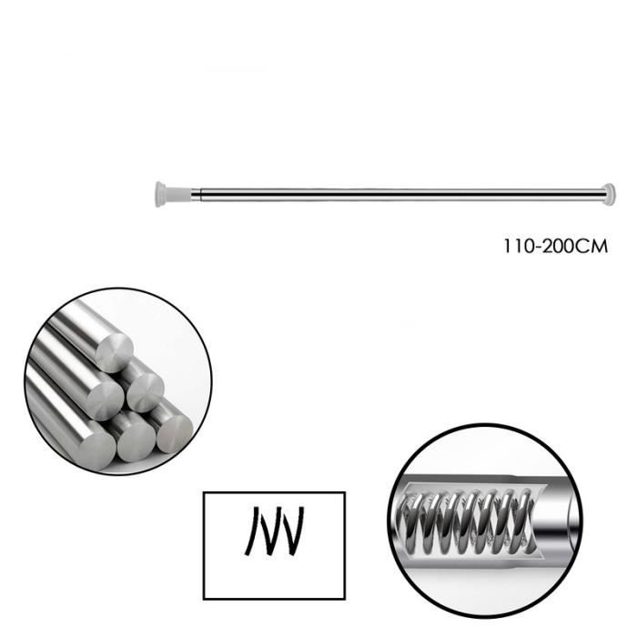 Tringle à Rideau Télescopique Sans Perçage – Tige Tension Acier Inoxydable Doré, Longueur Réglable 35–50 Cm