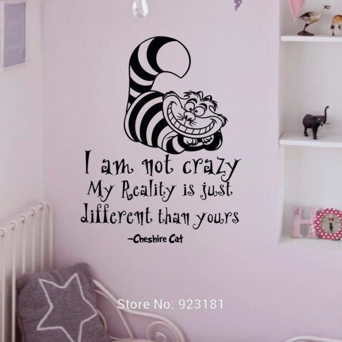 Alice Au Pays Des Merveilles Citations Cheshire Chat Wall Art Sticker Maison Decoration Peint Amovible Chambre Decoration Cdiscount Maison