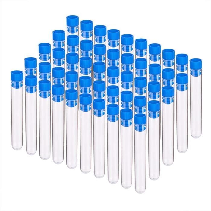 Lot de 20 Plastique échantillons de tubes à essai Cadeau tubes avec bouchons 12 * 75 mm Transparent Plastique tubes à essai 