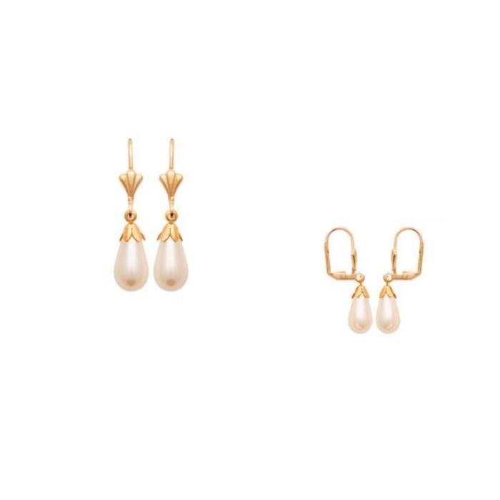 Boucles D'oreilles Dormeuses En Perles D'eau Douce 14mm - Plaqué Or 18 Carats - Marque Bijouxia - Neuf