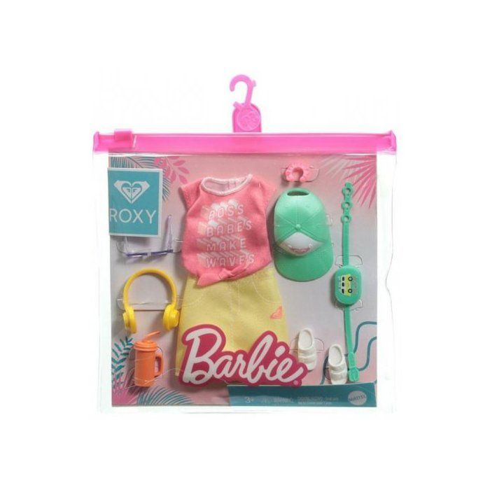 Coffret 2 Habit Barbie : Jupe Jaune Et Top Rose + Casquette Et Accessoires - Tenue Eté - Vêtement Poupée