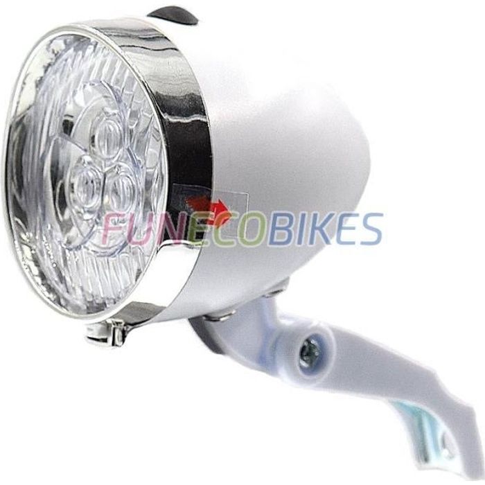 Feu de vélo avant blanc nacré 3 LEDS - BIKE ORIGINAL - Pour voir - Piles incluses