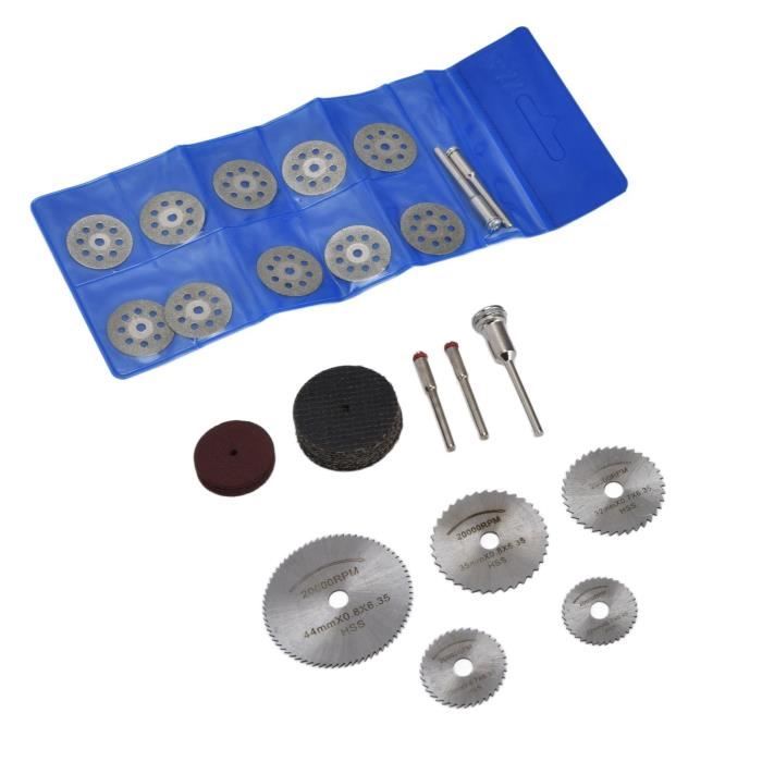 32PCS Lames Scie Circulaire HSS + Disques Diamant & Résine Pour Outils Rotatifs Dremel - Coupe Bois Métal Verre