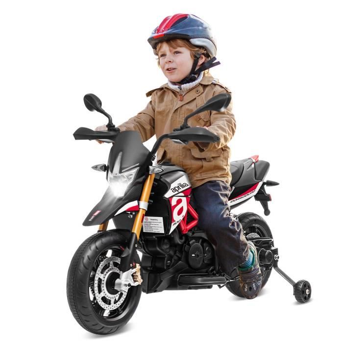 Moto électrique enfant avec Roues Stabilisatrices, À partir de 3 Ans,  Rouge, 102 x 53 x 66 cm