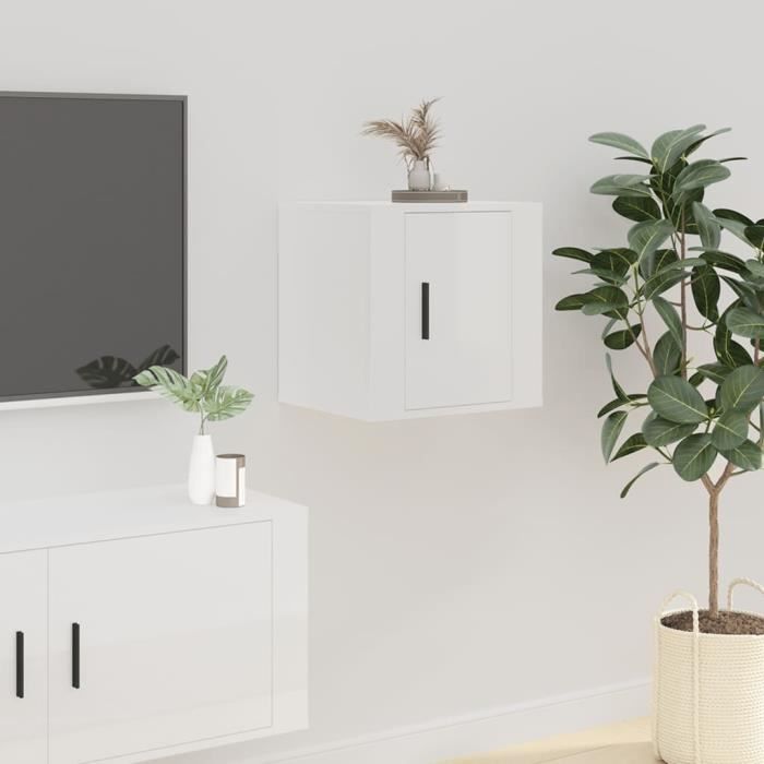 famirosa meuble tv mural blanc brillant 40x34,5x40 cm-644