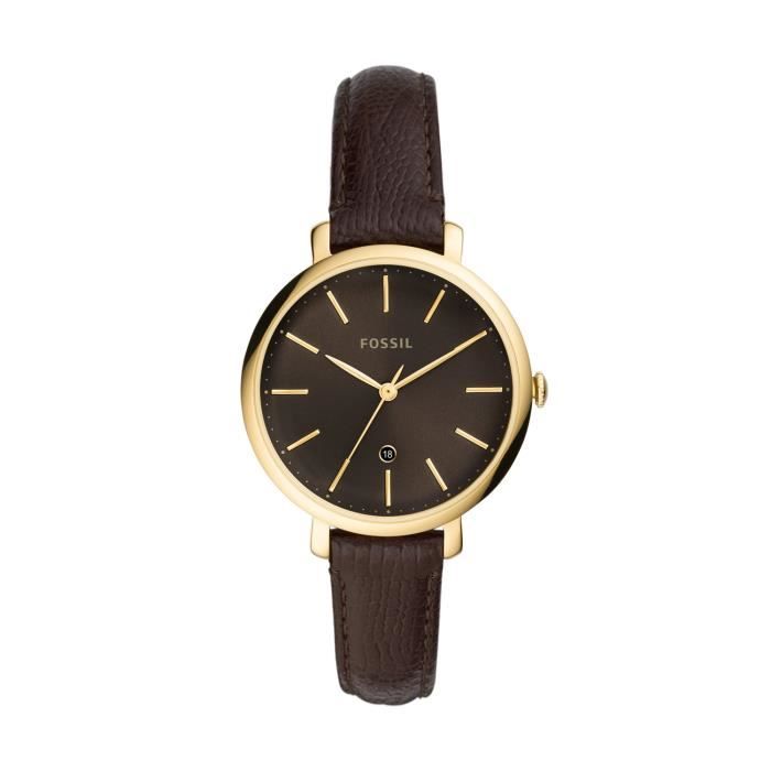 Bracelet cuir / tissu femme - FOSSIL - Montre Fossil Jaqueline Marron -  Couleur de la matière:Jaune , - Achat/vente montre - Cdiscount