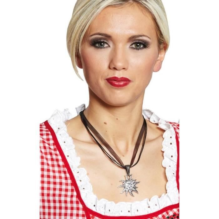 Collier Perles Oktoberfest - Edelweiss En Cristal - Pour Robe Dirndl Ou Pantalon Cuir - Accessoire Traditionnel Allemand