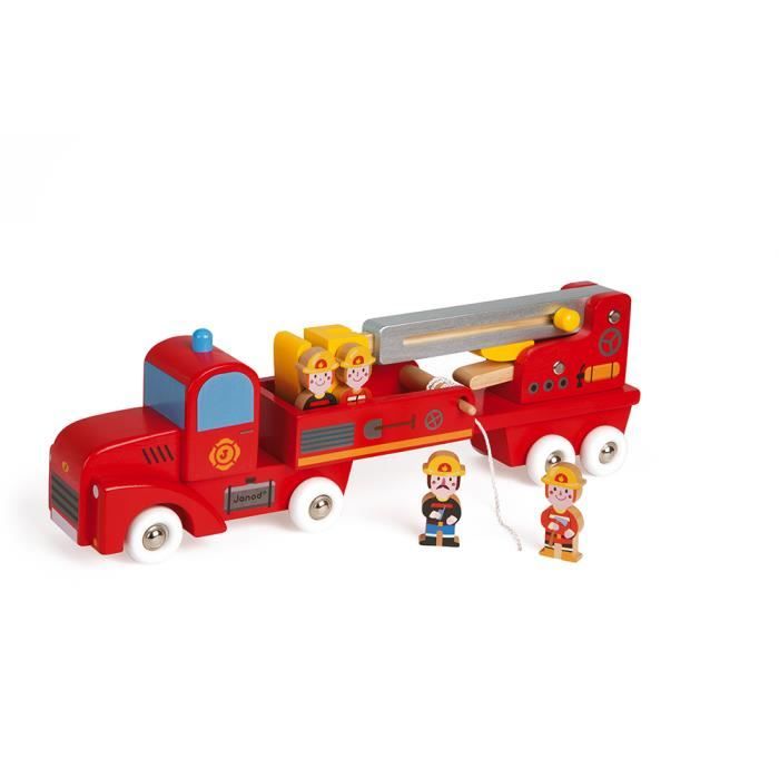 Camion de Pompiers Géant en Bois JANOD - Story - Pour Enfants dès 2 Ans - Rouge Camion de Pompiers Géant en Bois JANOD - Story - Pour Enfants dès 2 Ans - Rouge