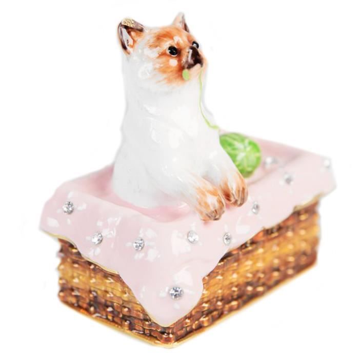Coffret A Bijoux Chat Dans Panier Marron Blanc 60 Mm Q3873 Cdiscount Bijouterie