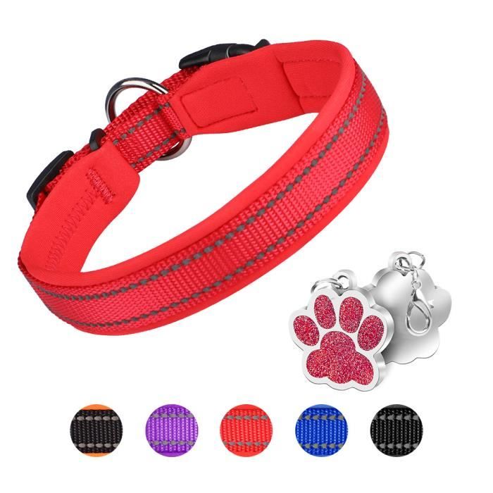 Comparer les prix de Collier Confortable Rembourré en Néoprène Rouge pour Chien - MASBRILL - Petit - Largeur 2.5 cm