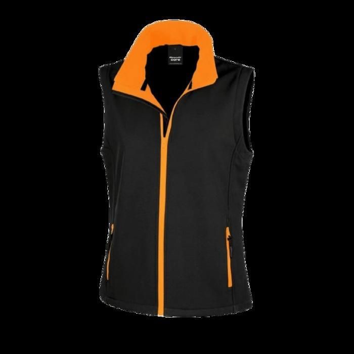 gilet softshell femme result - noir/orange - sports d'hiver - sans manches - respirant