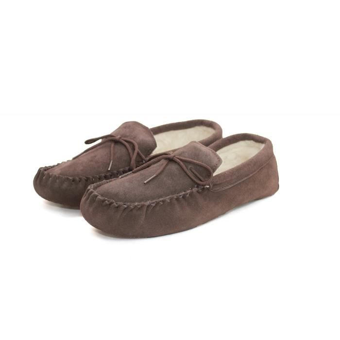Mocassins JESSE Eastern Counties Leather - Adulte - Daim Et Laine - Neuf Avec Emballage