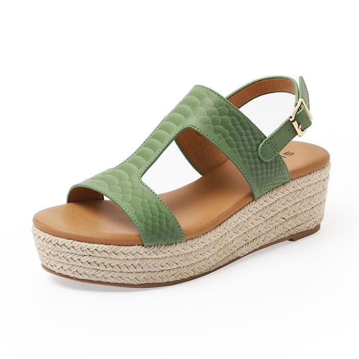 Sandales Compensées Pour Femme Style Chinois - Broderie Traditionnelle - Toile, Scratch - Talon Compensé
