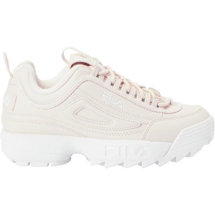 Baskets femme - FILA - Disruptor Low 1010302 - Rose - Mauve chalk - Lacets - Aspect cuir brodé