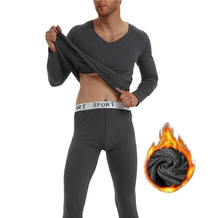 Ensemble Thermique Homme Léger – Haut Et Bas En Coton Doux Pour L’hiver - 14
