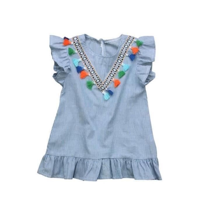 Robe Fille Forever 21 Taille S - Rayures Multicolores (orange, Aqua, Crème, Beige) - Taille Haute