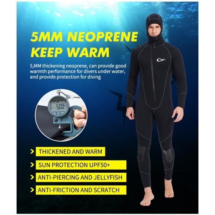 Hommes 5mm Scuba néoprène chasse sous - marine Surf avant zip pêche combinaison de plongée