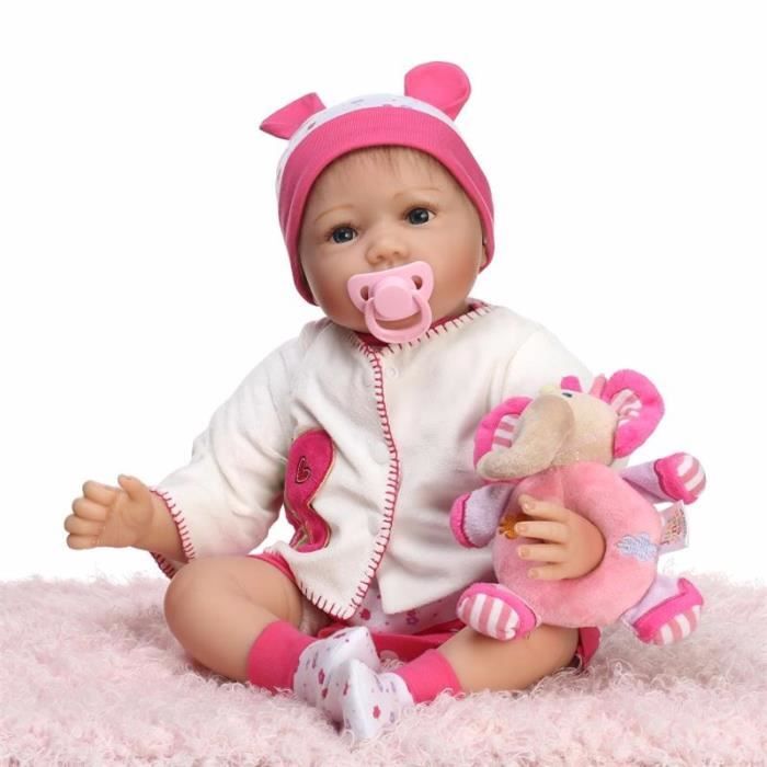 55 Cm 22 Realiste Yeux Bleus Cheveux Blonds Reborn Poupees De Silicone Vinyle A La Main Mignon Bebe Jouets Avec Sucette Poupee Cdiscount Jeux Jouets