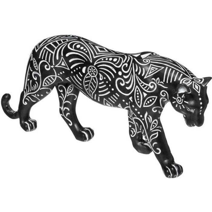 Statuette Deco Panthere 53cm Noir Blanc Cdiscount Maison
