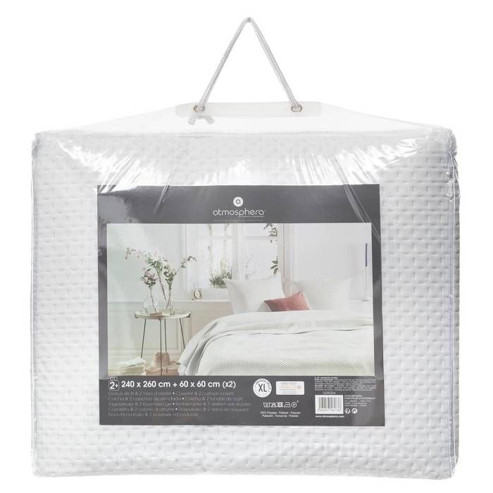 Dessus de lit 2 taies Dolce blanc ivoire 260x240cm