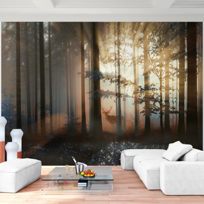Tapisserie Murale Vintage Sovali – Bois Et Cerfs – Tissé Multicolore – Déco Française