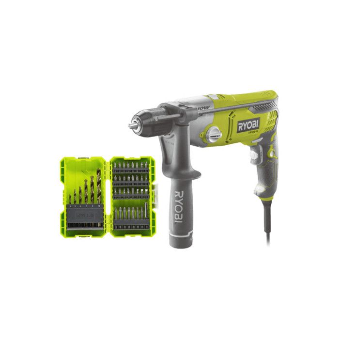 Pack RYOBI Perceuse à percussion RPD1010K coffret de 38 accessoires RAK38SDD