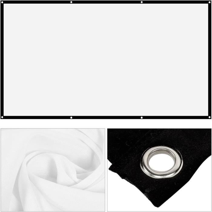 180x120cm Projecteur Écran Projection Hanwuo 180x120cm - Tissu Blanc Non Réfléchissant - Pour Halloween, Noël, Home Cinema Ecran Projection