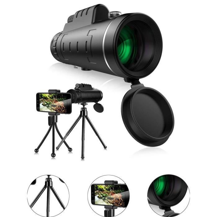 Télescope Monoculaire HD 80X100 avec Caméra de Téléphone et Trépied