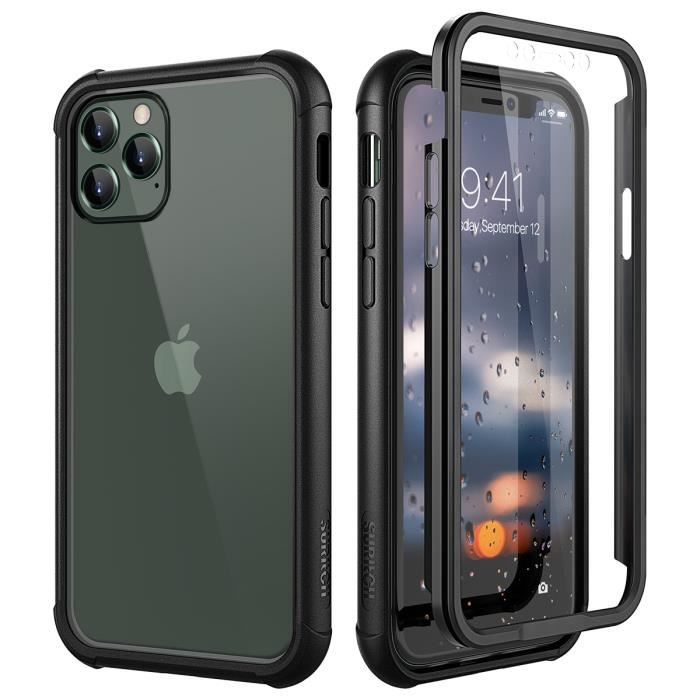 Coque IPhone 16e Lanhiem Avec 2 Verres Trempés - Protection Militaire, Anneau Support 360°, Antichoc | Noir