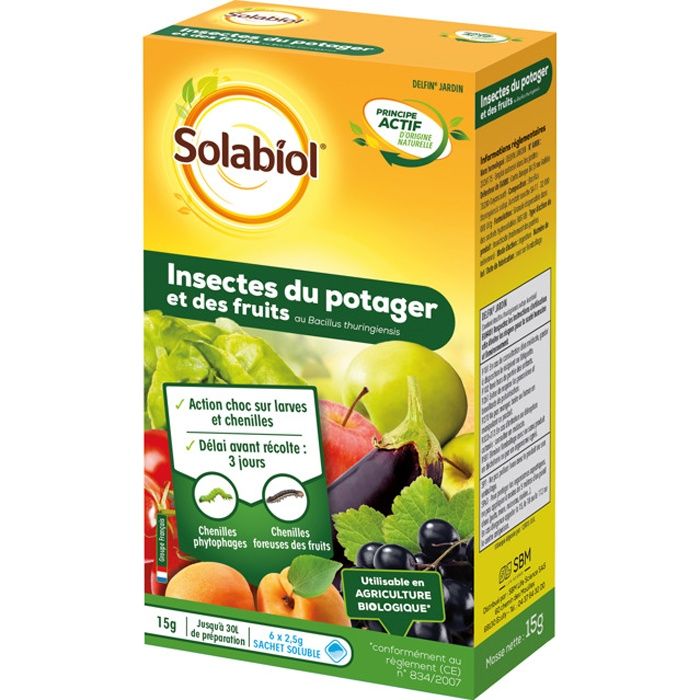 SOLABIOL SOBACI15 - Insectes du Potager et des Fruits - Traitement Bacillus des Vers des Fruits et Légumes