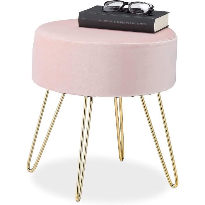 Tabouret / Repose-pied Dayton En Velours Vert, Pieds Dorés - Beliani