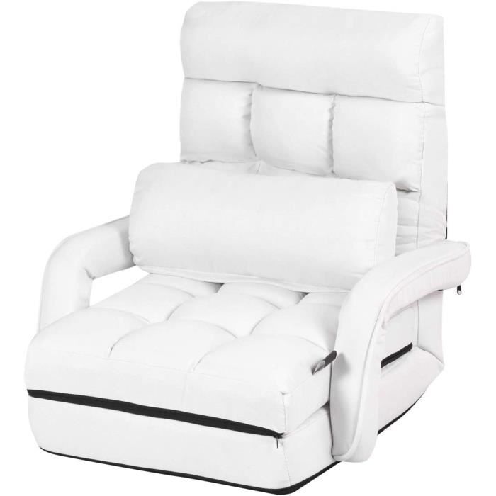 Fauteuil Lit Convertible 4 En 1 HOMASIS - Canapé-lit Pliable Avec Dossier Réglable, Bleu