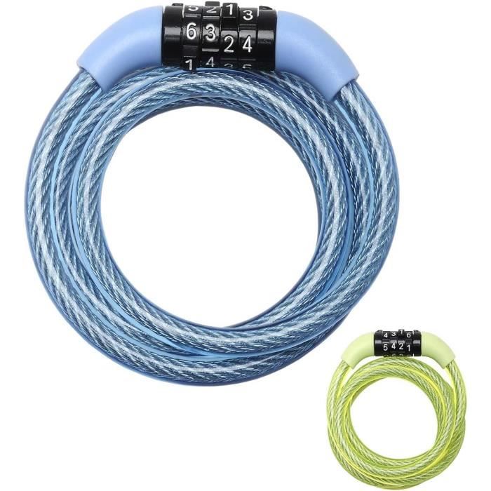 Câble Antivol Vélo Master Lock 90 Cm Combinaison – Ø12 Mm Acier Torsadé Vert – Pour Vélo, VAE, Skate, Poussette, Tondeuse – 8229EURDPROGRN
