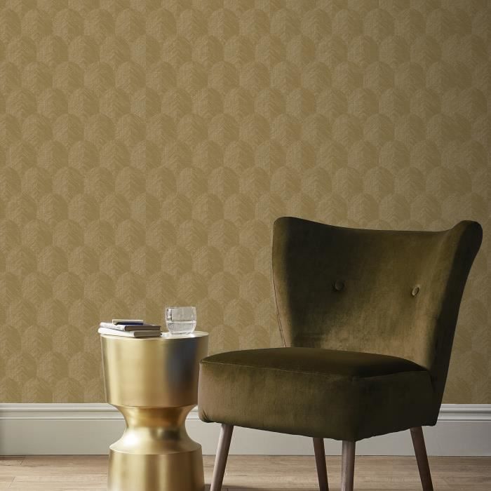 Papier peint intissé quadrillage Romee 1005 x 52cm Doré - Cdiscount ...