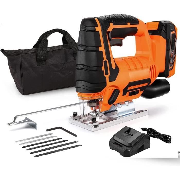TACKLIFE Scie Sauteuse Sans Fil 18V, 0~2700 RPM, 0-45° Coupe en Biseau, 4 Action Orbitale, ±45° Plaque, 20mm Course - DJS20A