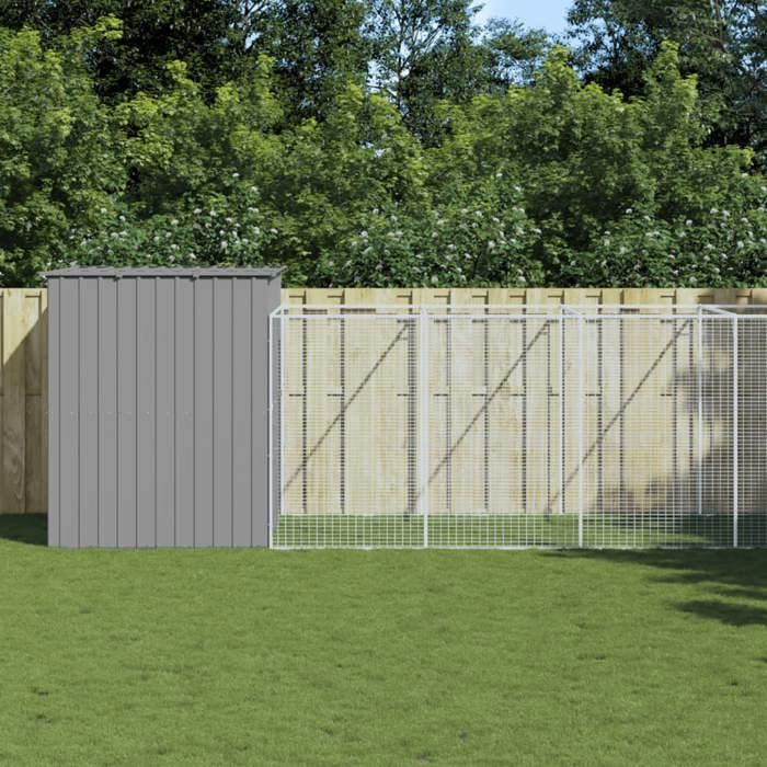 vidaXL Niche pour chien avec cour gris clair 214x661x181 cm cage pour chien abri pour chien maison pour animaux cages 3189127 vidaXL Niche pour chien avec cour gris clair 214x661x181 cm cage pour chien abri pour chien maison pour animaux cages 3189127