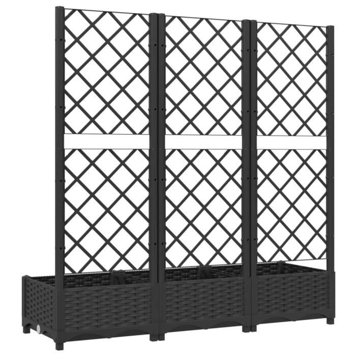Jardinière avec treillis - VIDAXL - Noir - 120x40x1215 cm - Plastique - Résistant aux intempéries